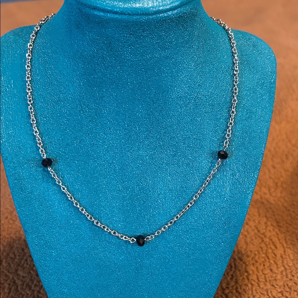 Elegant Silver and Black Beaded Necklace